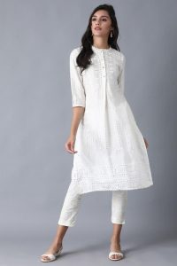 Ecru Mandarin Neck Khadi Kurta-1