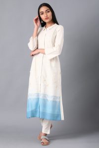 Ecru Shirt Collar Kurta