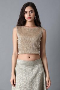 Gold Round Neck Crop Top